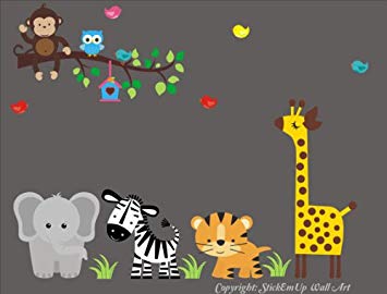 Baby Nursery Wall Decals Safari Jungle Children's Themed 60