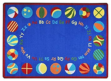 Joy Carpets Kid Essentials Early Childhood Oval Bouncy Balls Rug, Multicolored, 5'4