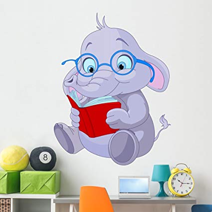 Wallmonkeys Cute Elephant Education Wall Decal Peel and Stick Educational Graphics (60 in H x 46 in W) WM171971