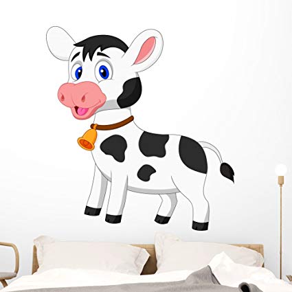 Wallmonkeys Cute Cow Wall Decal Peel and Stick Graphic (48 in H x 44 in W) WM336551