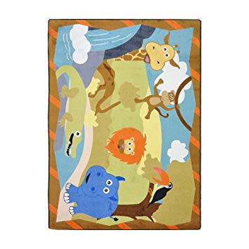 Joy Carpets Kid Essentials Infants & Toddlers Jungle Babies Rug, Multicolored, 3'10
