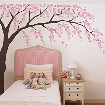 Weeping Willow Tree Decal with Cherry Blossoms - scheme A - by Simple Shapes