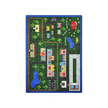 Joy Carpets Kid Essentials Active Play & Juvenile Tiny Town Rug, Multicolored, 5'4