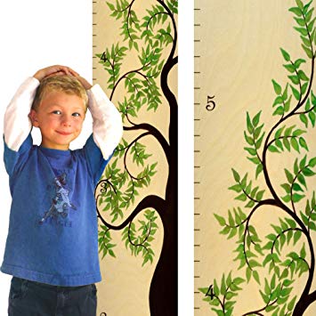 Growth Chart Art | Tree of Life Wooden Growth Chart for Boys & Girls | Wood Height Chart | Green...