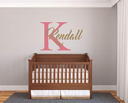 Custom Name & Initial - Prime Series - Baby Girl - Nursery Wall Decal For Baby Room Decorations - Mural Wall Decal Sticker For Home Children's Bedroom(MM21) (Wide 36