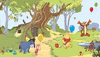RoomMates JL1220M Pooh and Friends Prepasted Chair Rail Wall Mural