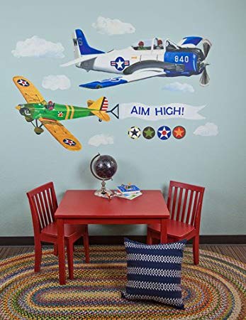 Oopsy daisy Airplanes Peel and Place Childrens Wall Decals by Jill Pabich, 54 by 60-Inch