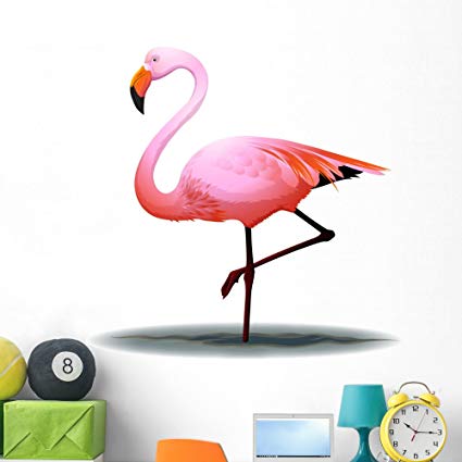 Wallmonkeys Flamingo Wall Decal Peel and Stick Graphic (48 in W x 46 in H) WM184457