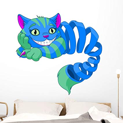 Wallmonkeys Disappearing Cheshire Cat Wall Decal Peel and Stick Graphic (48 in W x 46 in H) WM230207