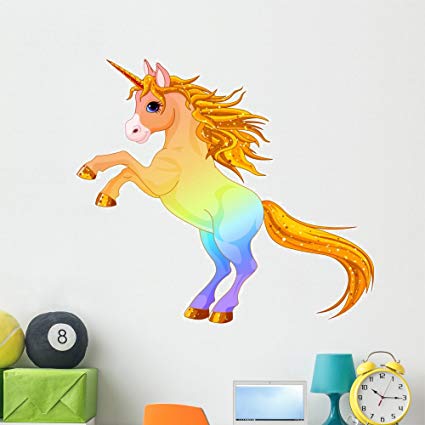 Wallmonkeys Rainbow Colored Unicorn Wall Decal Peel and Stick Graphics for Kids (48 in W x 43 in H) WM208028