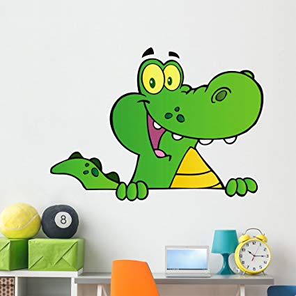 Alligator or Crocodile over Wall Decal by Wallmonkeys Peel and Stick Graphic (60 in W x 43 in H) WM313746