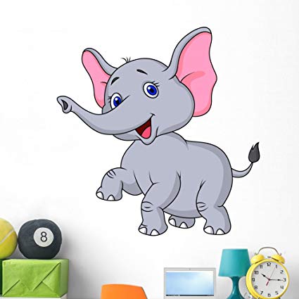 Wallmonkeys Elephant Cartoon Dancing Wall Decal Peel and Stick Graphic (48 in H x 47 in W) WM257455