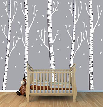 Giant Gray Birch Tree Decal with 5 Trees 96