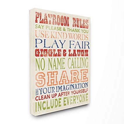 The Kids Room by Stupell Playroom Rules in Four Colors, 24 x 30