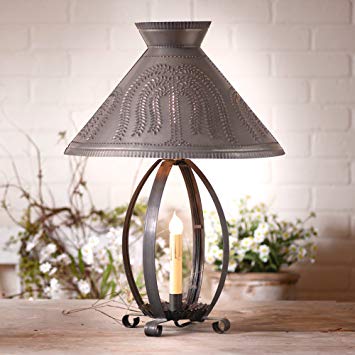 Betsy Ross Lamp with Willow Shade in Blackened Tin