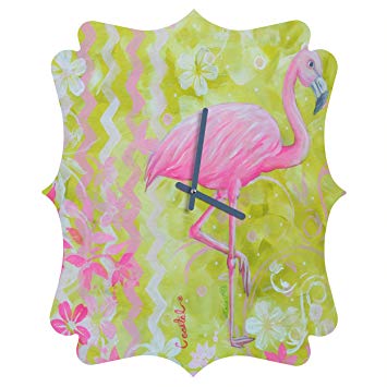 Deny Designs Madart Inc., Flamingo Dance, Quatrefoil Clock, Small