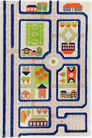 Traffic Blue by IVI 3D Play Rugs, 39x59 Inches