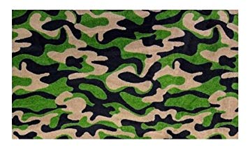 Funky Camo Dark Army Green Multi - 3'x5' Custom Stainmaster Premium Nylon Carpet Area...