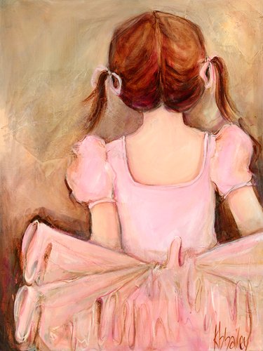 Oopsy Daisy Sweet Ballerina- Brunette Stretched Canvas Wall Art by Kristina Bass-bailey, 18 by 24-Inch