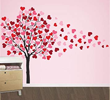 Red and Pink Heart Tree Decal