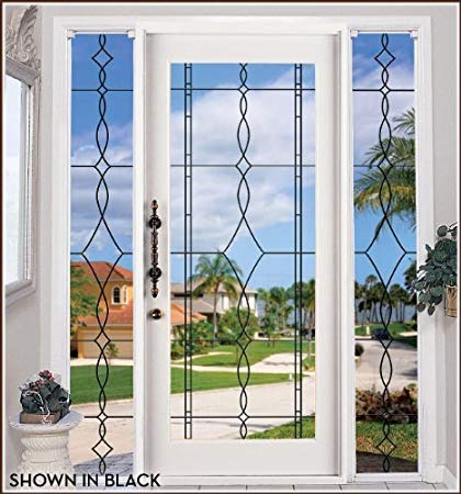 Allure Leaded Glass Black See-Through Static Cling Window Film - 32 in x 86 in