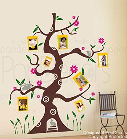 PopDecors - Colorful photo tree (71in H ) - removable vinyl art wall decals stickers decal sticker mural