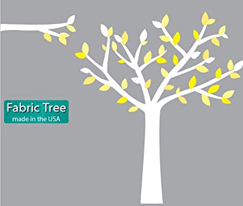 Fabric Tree Wall Decals, Tree Decal for Nursery, Yellow White