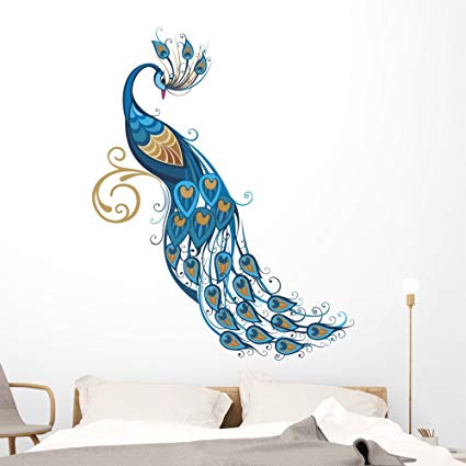 Peacock Wall Decal by Wallmonkeys Peel and Stick Graphic (60 in H x 47 in W) WM10719