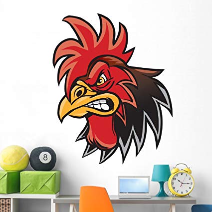 Wallmonkeys Angry Cartoon Rooster Wall Decal Peel and Stick Graphic (60 in H x 48 in W) WM362911