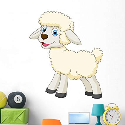 Wallmonkeys Cute Sheep Cartoon Wall Decal Peel and Stick Graphic (48 in H x 40 in W) WM92414