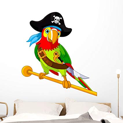 Wallmonkeys Pirate Parrot Wall Decal Peel and Stick Graphic (48 in H x 43 in W) WM159254