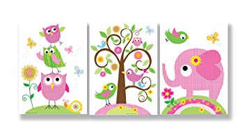 The Kids Room by Stupell Owls, Birds, And Elephant 3-Pc. Rectangle Wall Plaque Set, 11 x 0.5 x...