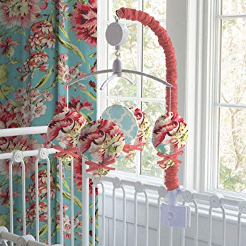 Carousel Designs Coral and Teal Floral Mobile