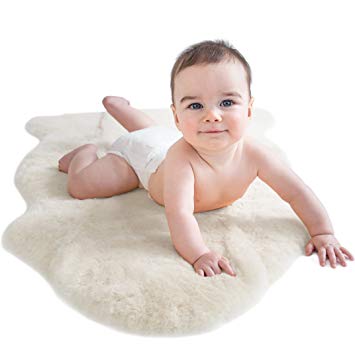 Woolino Naptime & Play Rug for Babies, 100% Natural Australian Lambskin, Hypoallergenic Sheepskin, 2...