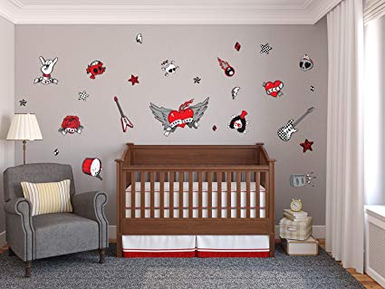 Sunny Decals Rock Star Fabric Wall Decals for Boys, Standard