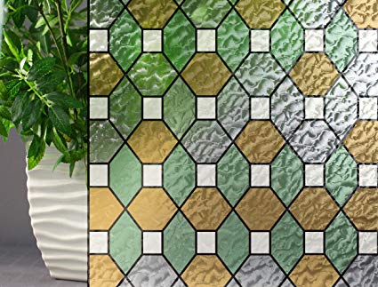 Leaded Glass, Decorative, Colored, Privacy, Static Cling Window Film (35