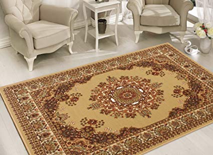 Sweet Home Stores Clifton Collection Traditional Medallion Design Area Rug, Beige