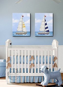 MuralMax - Canvas - Nautical Sailboat Theme - The Boating Collection - Set of 2 - Size - 8 X 10
