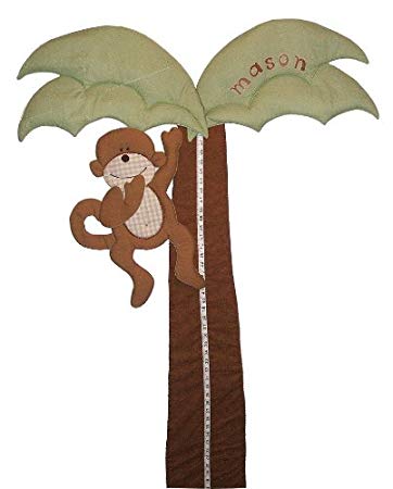 Palm Tree and Monkey Personalized Fabric Growth Chart