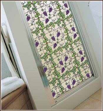 Grapevine Stained Glass Privacy Static Cling Window Film 32inch x 86inch