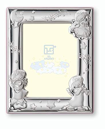 Silver Touch USA Sterling Silver Angels Picture Frame, Pink