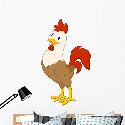 Wallmonkeys Cartoon Rooster Wall Decal Peel and Stick Graphic (48 in H x 48 in W) WM243121