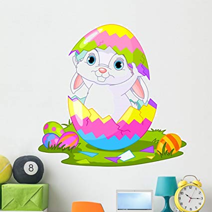 Wallmonkeys Hatching Easter Bunny Wall Decal Peel and Stick Graphic (48 in W x 46 in H) WM342230