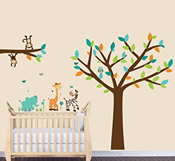 Wild About Teal, Jungle Wall Decals, Jungle Stickers, Vinyl Tree Decal, Kids Room