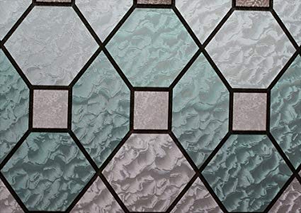 Homeartist Geometric Stained Glass Decorative Non-Adhesive Privacy Window Film 3 FT x 16 FT