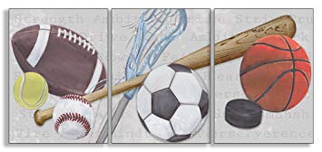 The Kids Room by Stupell Sports Balls 3-Pc Rectangle Wall Plaque Set, 11 x 0.5 x 15, Proudly...