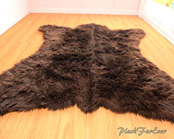 Faux Fur Rug Bearskin Brown Grizzly Accent Area Shaggy Rug 5' X 6' or 60